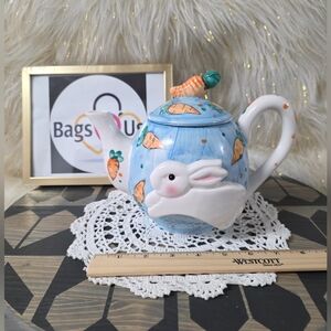 VINTAGE WCL BUNNY RABBIT CARROT EASTER HAN PAINTED TEAPOT EXCELLENT